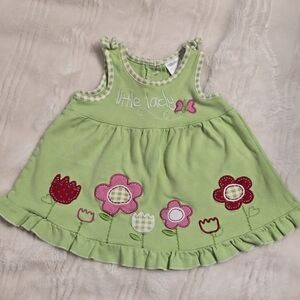 Wish Light Green Baby Romper with Gingham Trim